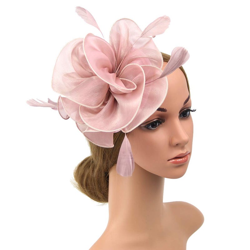 DRESHOW Fascinators Hat Tea Party Headwear Ribbons Feathers on a Headband and a Clip for Girls and Women - Image 2