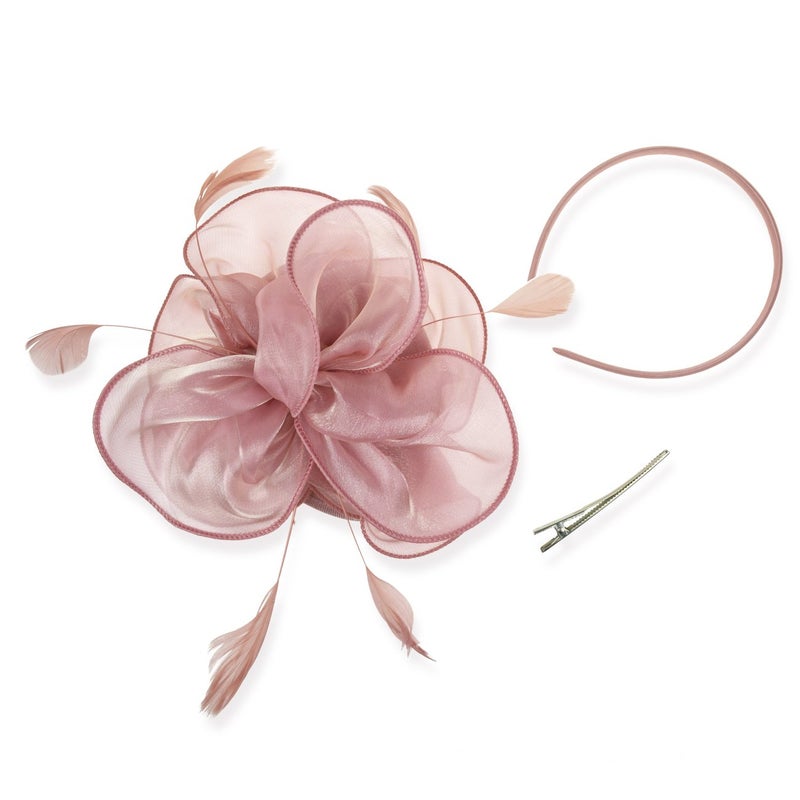 DRESHOW Fascinators Hat Tea Party Headwear Ribbons Feathers on a Headband and a Clip for Girls and Women - Image 4