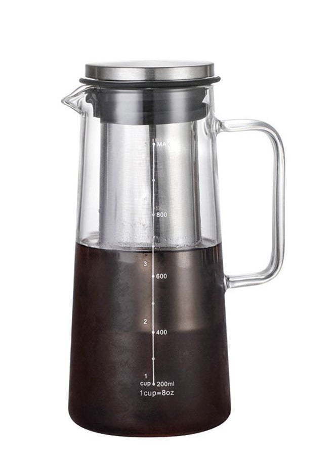 Generic - Glass Coffee Cold Brew Maker Pot Jug 1L Stainless Steel Filter Ice Brewed Coffee Tea Infuser Pot Cold Kettle - Image 1