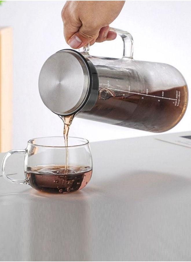 Generic - Glass Coffee Cold Brew Maker Pot Jug 1L Stainless Steel Filter Ice Brewed Coffee Tea Infuser Pot Cold Kettle - Image 1