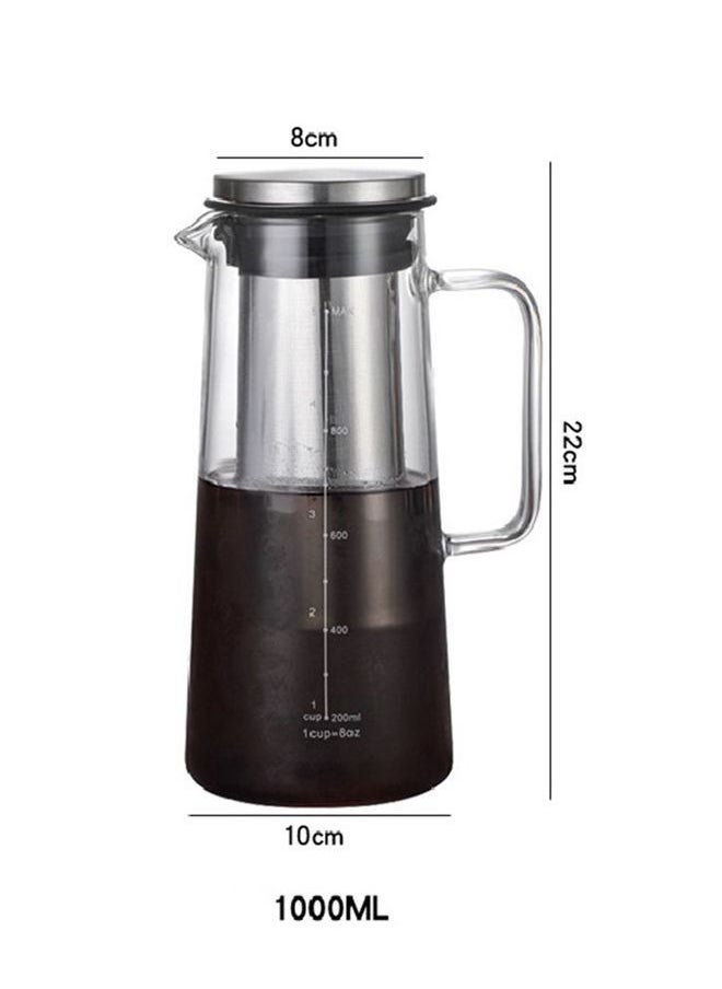 Generic - Glass Coffee Cold Brew Maker Pot Jug 1L Stainless Steel Filter Ice Brewed Coffee Tea Infuser Pot Cold Kettle - Image 1
