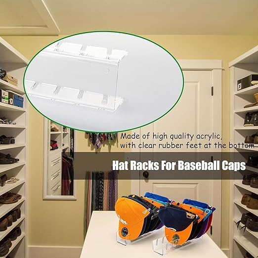 Generic Acrylic Cap Stands Holder Organizer Display Stand Fitted Hats for Home Shop acrylic Hat Rack, Baseball cricket Cap Holder for Home or Office, Hanging Hat Rack Transparent (pack of 2) - Image 5