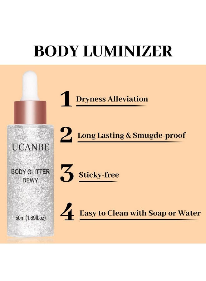 يوكانبي قطرات مكياج هايلايتر من UCANBE، لمعان للجسم، سائل ندي، توهج للوجه، لامع للنساء، إضاءة ثلاثية الأبعاد، بريق للوجه (فضي، أبيض خرافي - 02) - Image 2