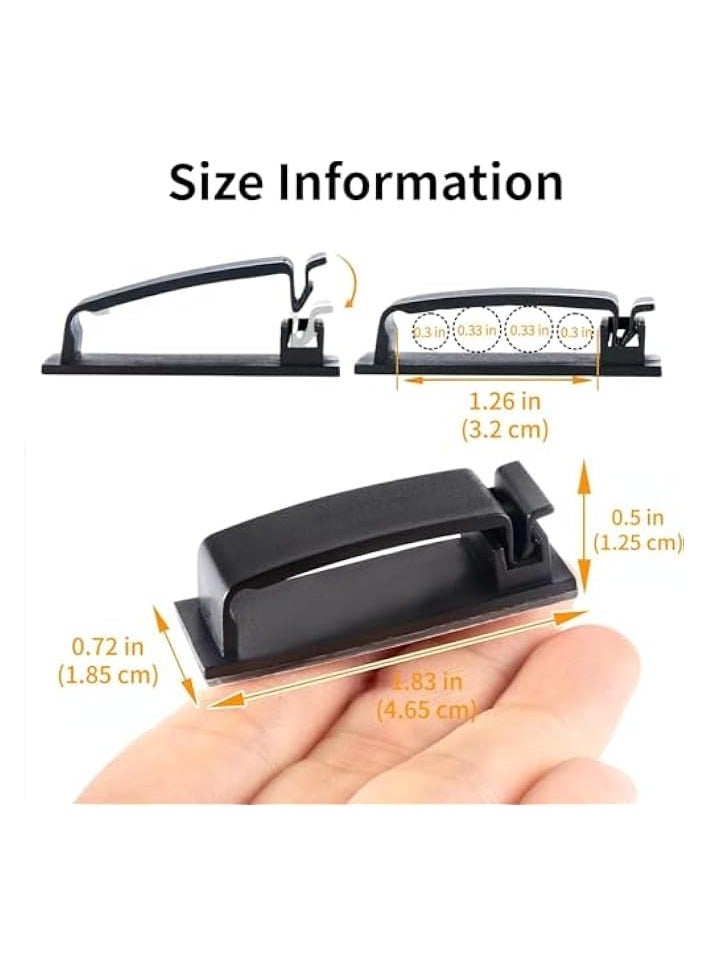 erorex 50 Pcs Cable Clips, Self-Adhesive Cable Management, Cord Organizer for Wire Holders, PC, Appliances, Ethernet Cable, Under Desk, Home, Office, Car - Image 2