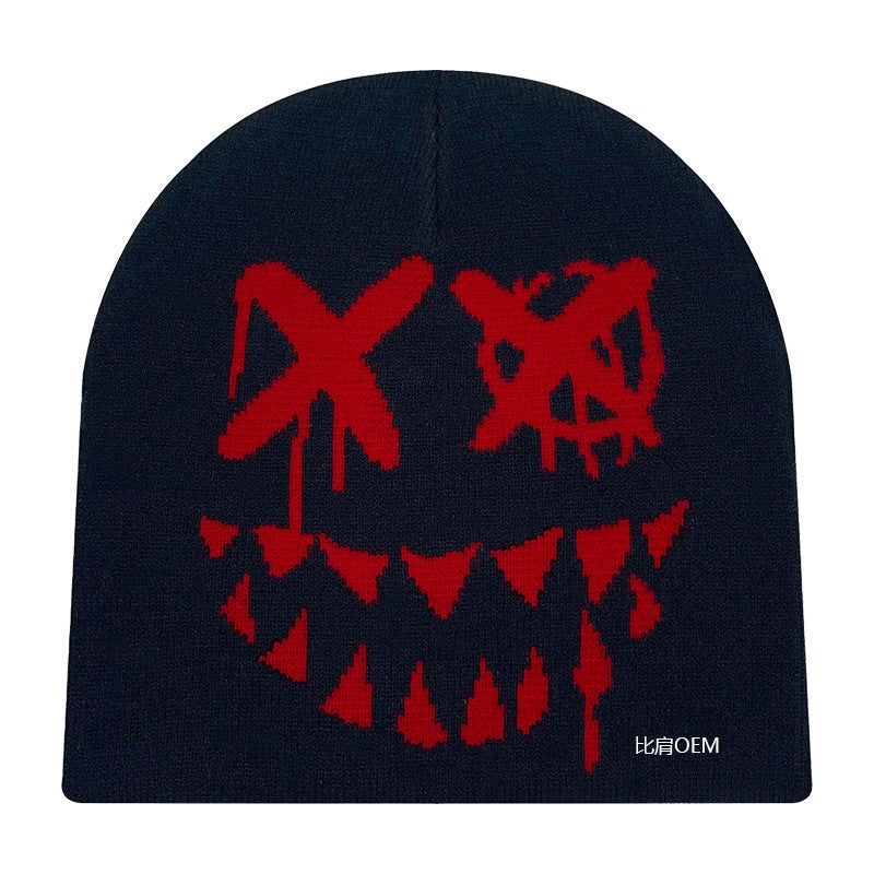 New Style Pumpkin Ghost Jacquardknit Hat Unique Pullover Cap For Halloween Party Cross-Border Supply Warm Skullies Beanies Black purple  - Image 3