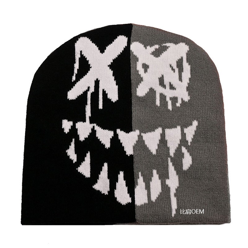 New Style Pumpkin Ghost Jacquardknit Hat Unique Pullover Cap For Halloween Party Cross-Border Supply Warm Skullies Beanies Black purple  - Image 4