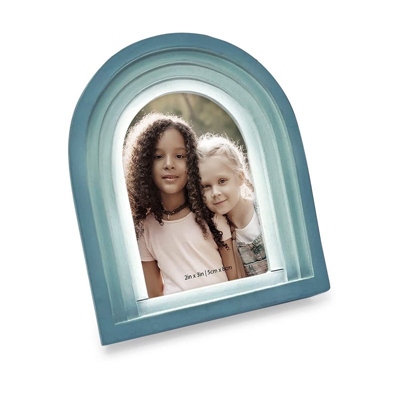 Isaac Jacobs 2x3 Vertical Blue Arc Resin Picture Frame with Gradient Design Decorative Photo Frame Tabletop  Wall Display Hanging Display  Home Decor 2x3 Blue