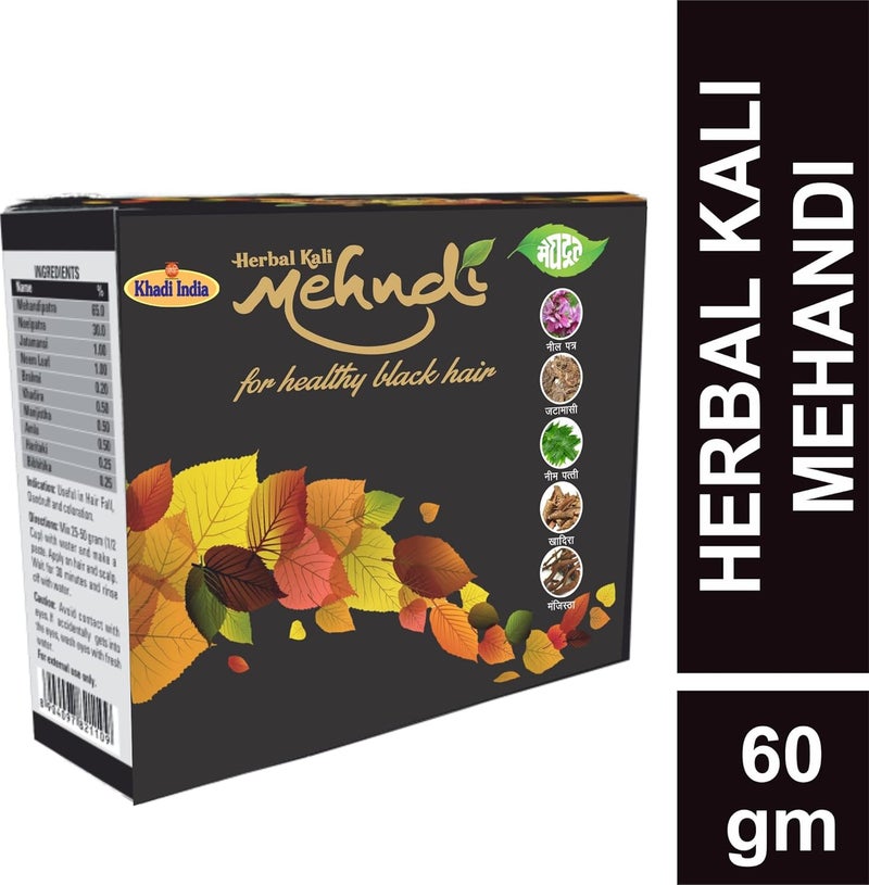 Meghdoot Herbal Kali Mehandi or Henna for Natural Black Hair Khadi Kali MehandiHenna Herbal Kali Mehndi For Longlasting Natural Hair Colour 60grm Each Pack of 4 - Image 4