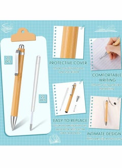 Y&D Bamboo Wooden Ballpoint Pen Laser Engraved DIY Natural Wood Retractable Pens, Extra Black Ink Refills Journaling Set for Back to School Supplies (20 Pcs)  - Image 3