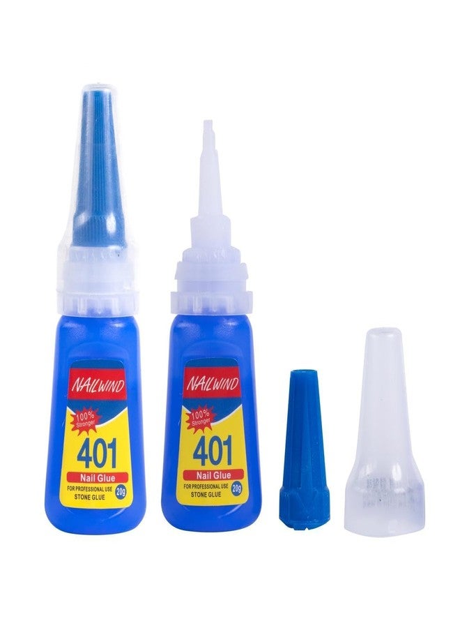 NAILWIND Nail Glue - Super Glue Stronger For Artificial Or Fake Nails | Nail Art 20g - Bottle 401 Rapid Fix Handmade Adhesive Quick Dry With 5 Mini Filler And 2 Orange Wood Stick For girl woman - Image 2