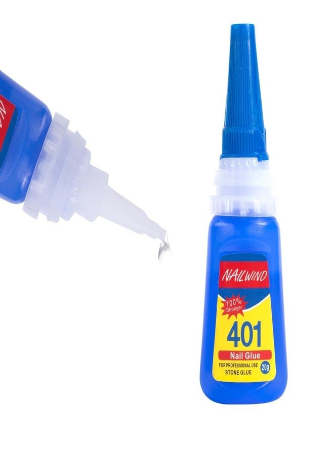 NAILWIND Nail Glue - Super Glue Stronger For Artificial Or Fake Nails | Nail Art 20g - Bottle 401 Rapid Fix Handmade Adhesive Quick Dry With 5 Mini Filler And 2 Orange Wood Stick For girl woman - Image 4