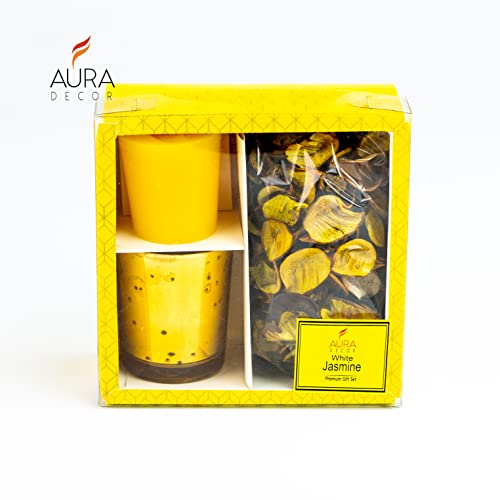 AURA DECOR AuraDecor Premium Votive Candle Gift Set | Jasmine Fragrance Votive Pillar Candle | Jasmine Potpourri for Home Decor - Image 2