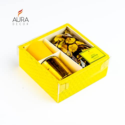 AURA DECOR AuraDecor Premium Votive Candle Gift Set | Jasmine Fragrance Votive Pillar Candle | Jasmine Potpourri for Home Decor - Image 3