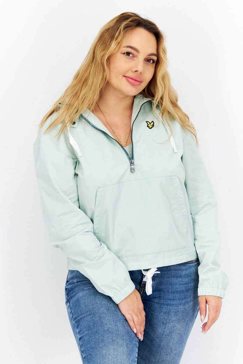 Lyle & Scott Women Brand Logo Hooded Jacket, Sage Green - Image 1