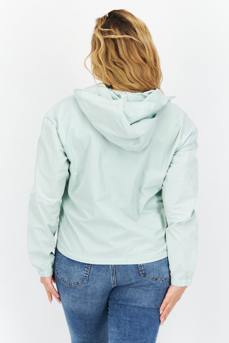 Lyle & Scott Women Brand Logo Hooded Jacket, Sage Green - Image 2