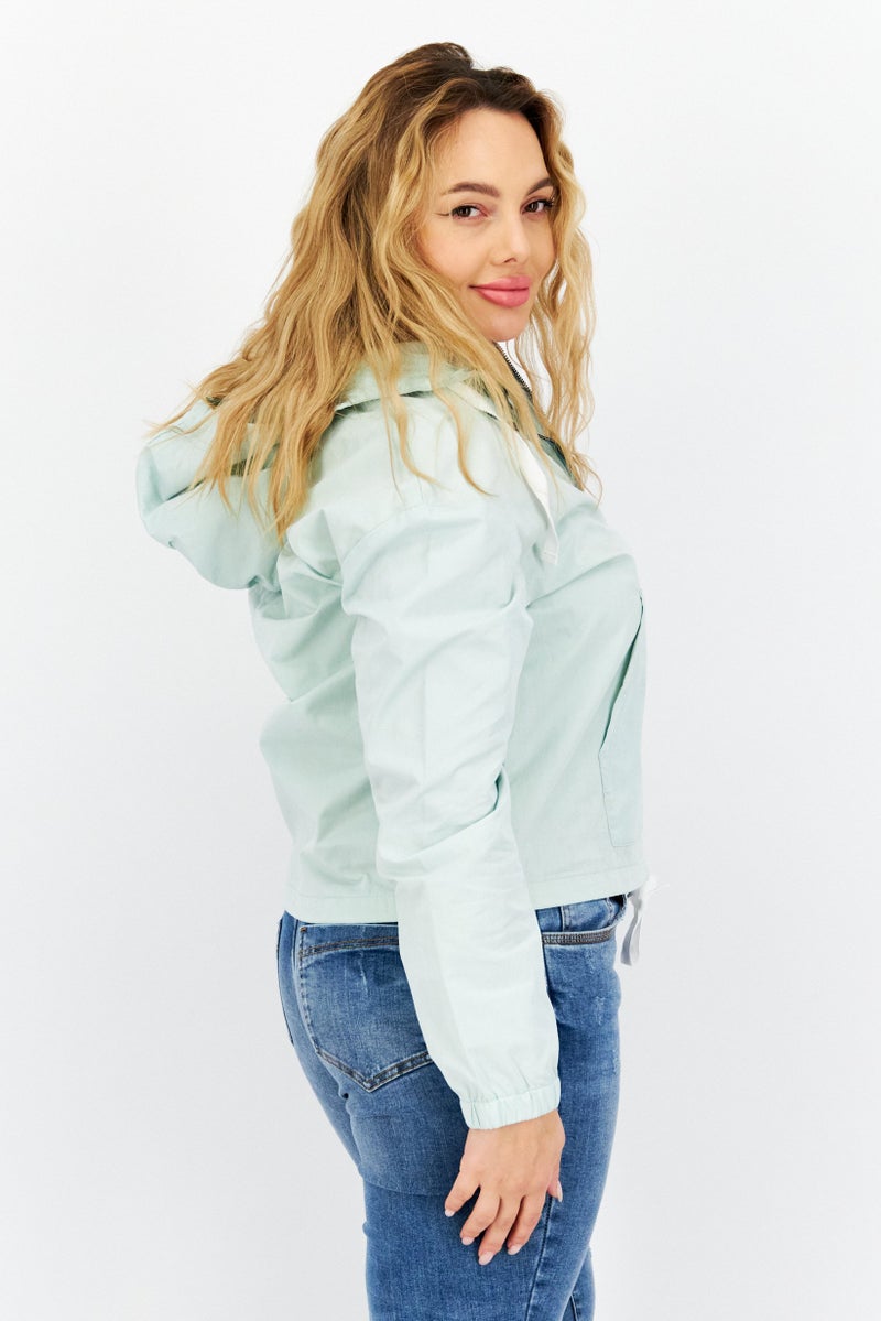 Lyle & Scott Women Brand Logo Hooded Jacket, Sage Green - Image 4