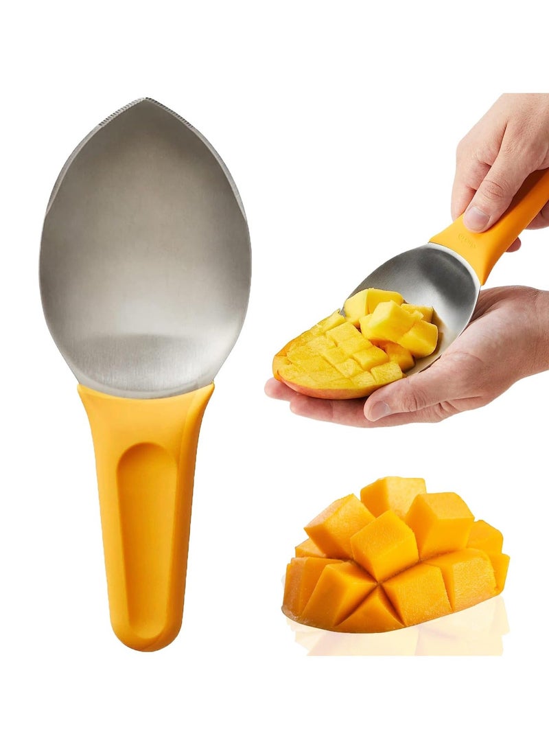 XiuWoo SYOSI Mango Slicer, Cutter Splitter to Separate the pulp Watermelon Home Fruit Slicer with Non-Slip Handle for Split Mango/Watermelon/Avocado (Orange) - Image 1