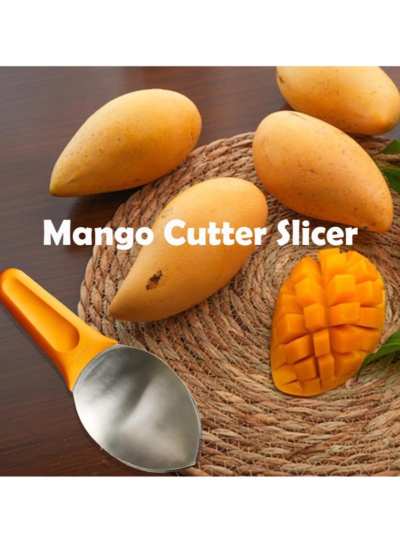 XiuWoo SYOSI Mango Slicer, Cutter Splitter to Separate the pulp Watermelon Home Fruit Slicer with Non-Slip Handle for Split Mango/Watermelon/Avocado (Orange) - Image 2