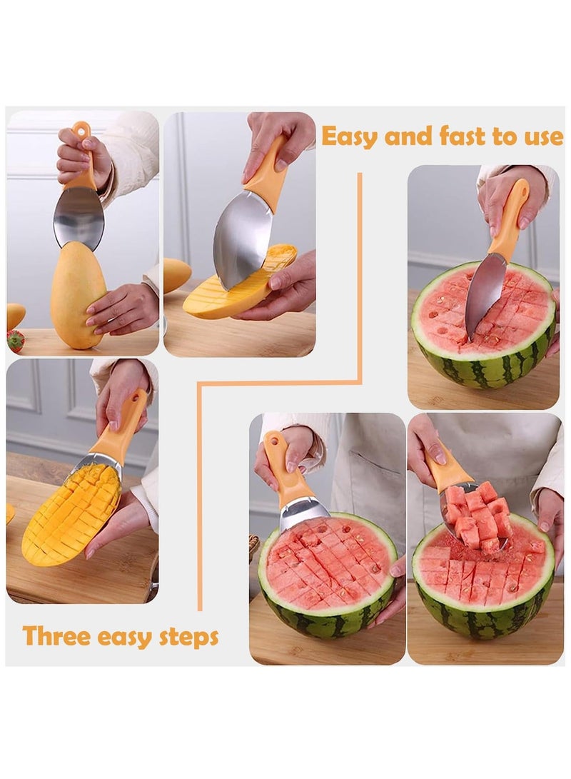XiuWoo SYOSI Mango Slicer, Cutter Splitter to Separate the pulp Watermelon Home Fruit Slicer with Non-Slip Handle for Split Mango/Watermelon/Avocado (Orange) - Image 5