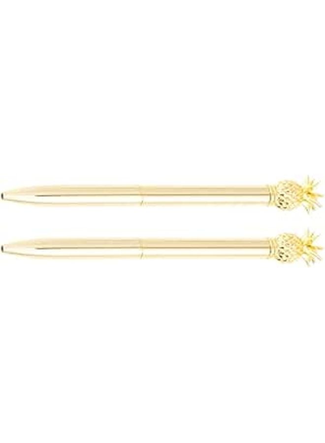 Gold Plated Metal Ballpoint Pens 2 Pack Rollerball Signature Writing Pens for Office Business Students - Image 1