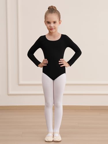 WEGETIT Long Sleeve Black Leotard for Girls Gymnastics Leotards Toddler Dance Ballet Bodysuit (Black,10-12Years) - Image 2