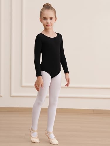WEGETIT Long Sleeve Black Leotard for Girls Gymnastics Leotards Toddler Dance Ballet Bodysuit (Black,10-12Years) - Image 3