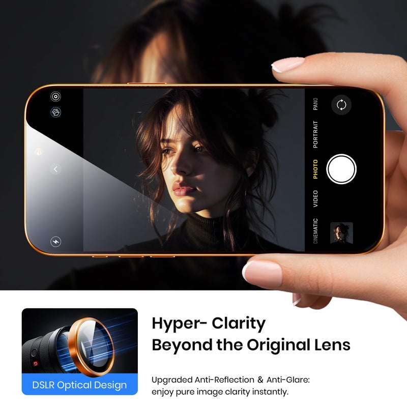 Hoerrye for iPhone 17 Pro Max/17 Pro Camera Lens Protector - [Top 9H+ Tempered Glass - 12FT Military Grade] Invisible Fit Camera Screen Protector Cover Accessories Case Friendly,Cosmic Orange - Image 5