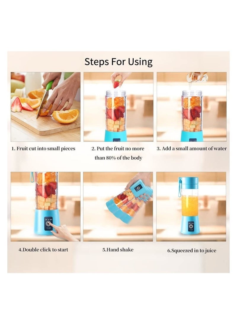 ELTRAZONE Portable Blender Cup,Electric USB Juicer Blender,Mini Blender Portable Blender For Shakes and Smoothies, Juice,380ml, Six Blades Great for Mixing - Image 5