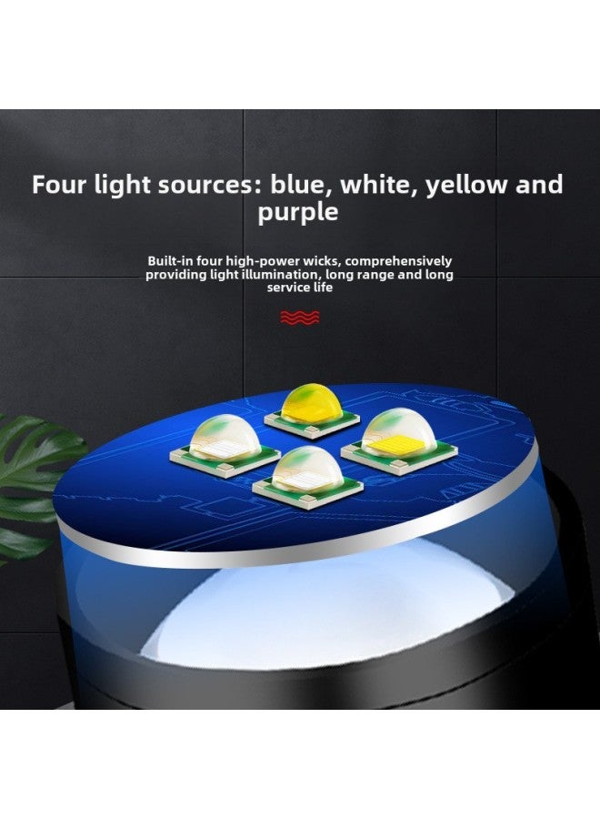 Four Light Source Intelligent Power Display Night Fishing Lamp Strong Light Fishing Lamp Purple Light Table Fishing Blue Light Fish Lamp Rechargeable-Color:Small 4 Light Fishing Box Bracket Package (light Fishing Box Bracket Data Line Color Box) - Image 4