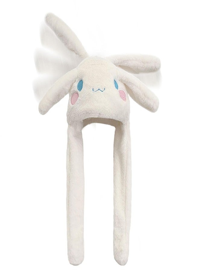 FGY Cute Soft Plush Hats, Ear Moving Jumping Hat, Funny Cartoon Animal Warm Winter Caps for Women Girls (US, Alpha, One Size, White) - Image 1