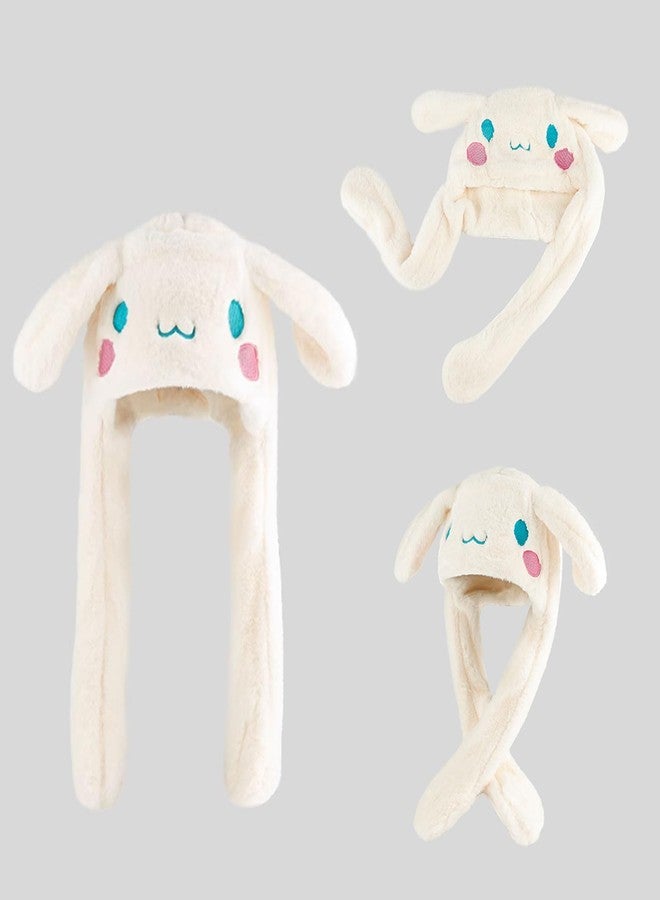 FGY Cute Soft Plush Hats, Ear Moving Jumping Hat, Funny Cartoon Animal Warm Winter Caps for Women Girls (US, Alpha, One Size, White) - Image 5