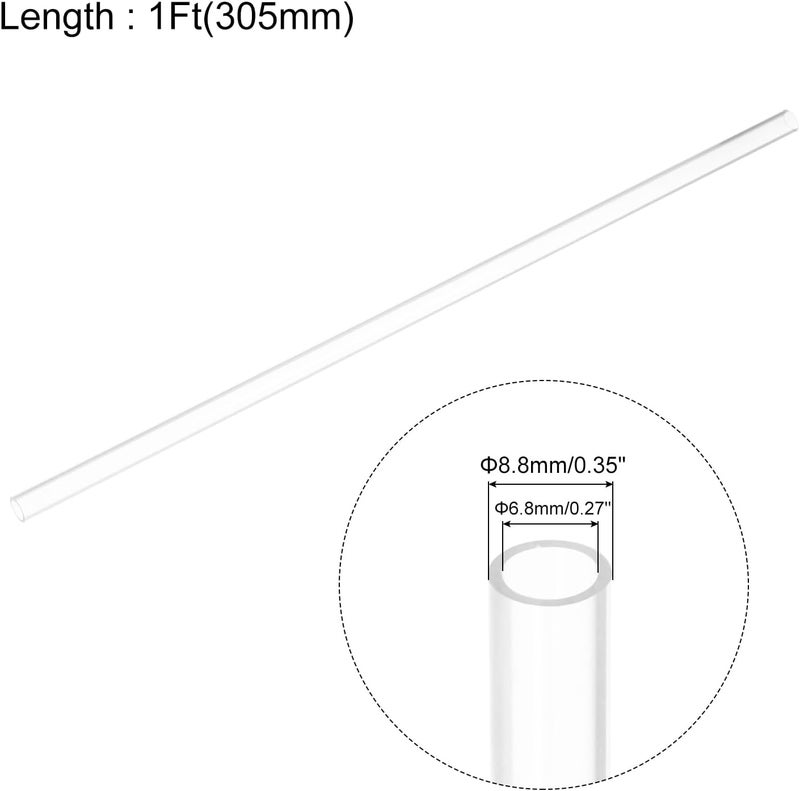 uxcell 2pcs Clear Rigid Tubing Pipe 6.8mm ID x 8.8mm OD 1Ft(305mm) Round Plastic Polycarbonate Tube - Image 2