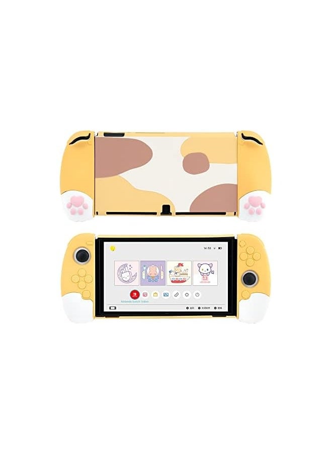 PROMASS Cute Cat Paw Ergonomic Protective Case Cover Compatible with Nintendo Switch OLED Console and Joy Con, Shock-Absorption and Anti-Scratch Slim Cover Skin for Switch OLED Model  - Image 1