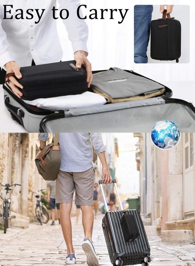 Travel Toiletry Bag for Business Trips, Lightweight Hanging Dopp Kit with Water Resistant Oxford Fabric, Compact Shaving Organizer for Men -  Black - Image 5