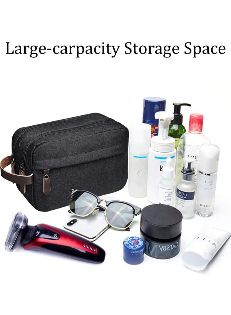 Travel Toiletry Bag for Business Trips, Lightweight Hanging Dopp Kit with Water Resistant Oxford Fabric, Compact Shaving Organizer for Men -  Black - Image 2