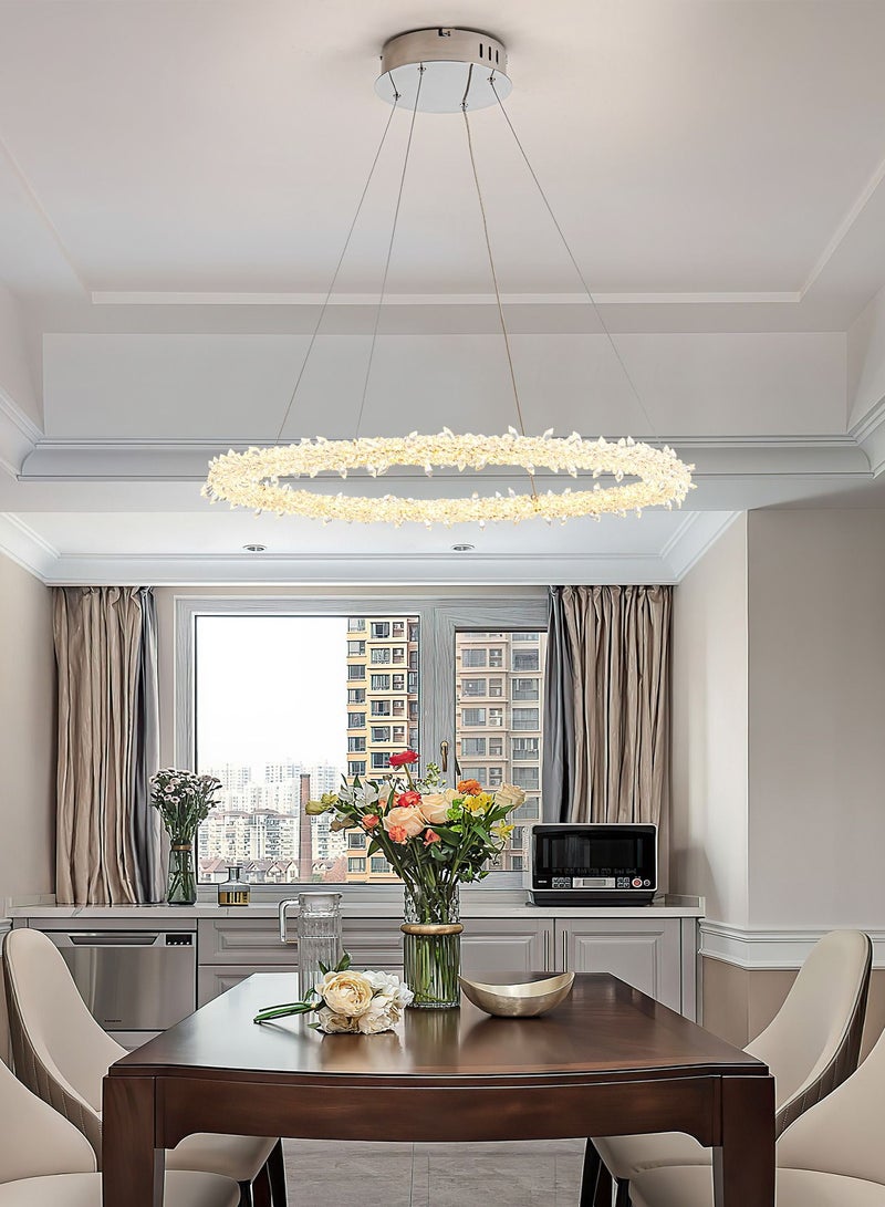 NeverEnd Elegant Italian Design Crystal Pendant Light Ceiling Hanging Chrome Crystal Chandelier Single Ring - Image 1