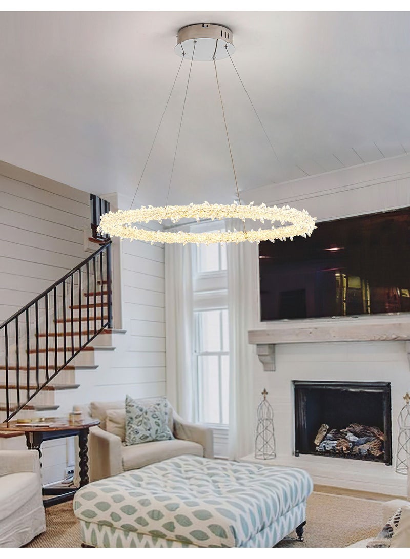 NeverEnd Elegant Italian Design Crystal Pendant Light Ceiling Hanging Chrome Crystal Chandelier Single Ring - Image 4