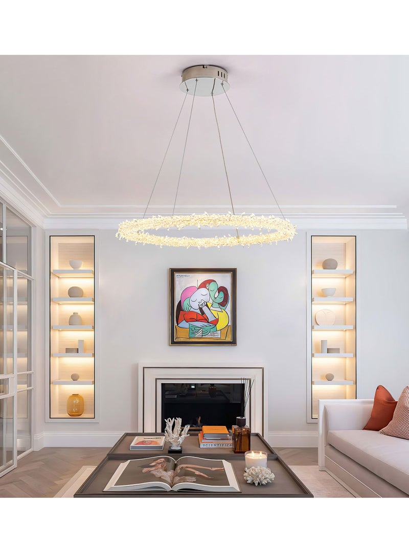 NeverEnd Elegant Italian Design Crystal Pendant Light Ceiling Hanging Chrome Crystal Chandelier Single Ring - Image 3