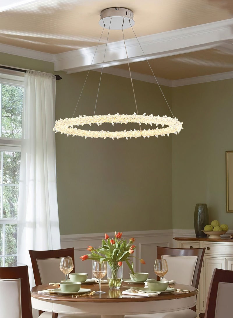 NeverEnd Elegant Italian Design Crystal Pendant Light Ceiling Hanging Chrome Crystal Chandelier Single Ring - Image 5