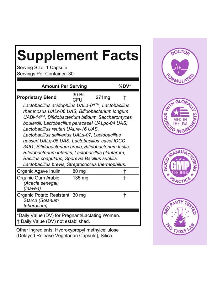 بريموم مكملات بريموم قبل الولادة والبروبيوتيك للنساء: بريبيوتيك عضوي، 30 مليار وحدة تشكيل مستعمرة، 18 سلالة متنوعة - تدعم صحة الجهاز الهضمي والأمعاء والمناعة للأم والطفل - كبسولات يومية - Image 5
