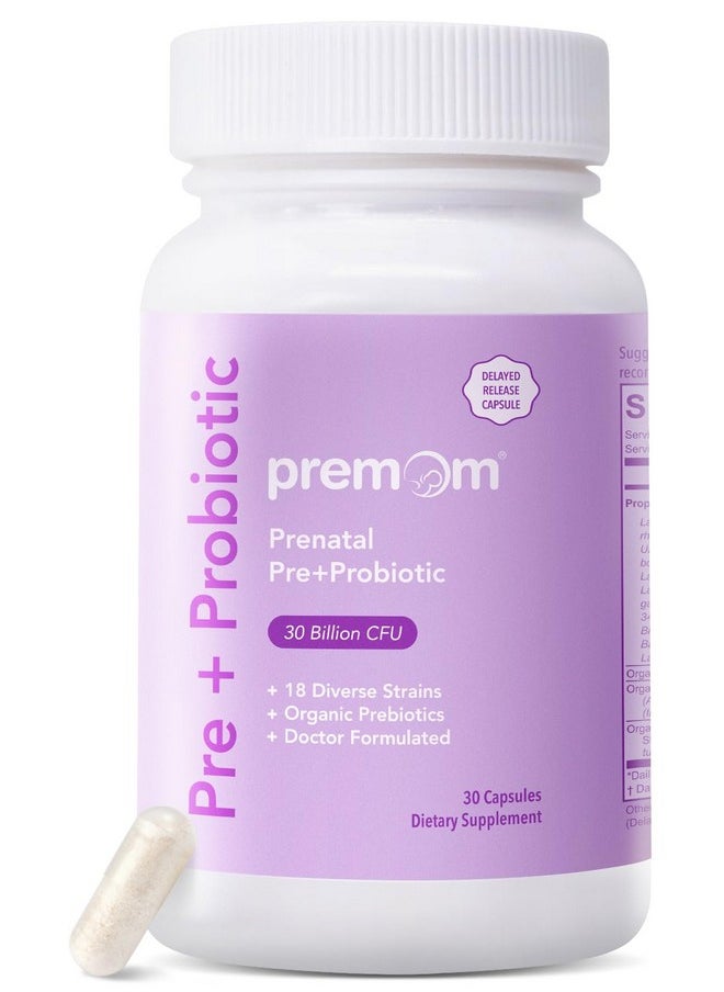 Premom Prenatal Pre & Probiotics for Women: Organic Prebiotics, 30 Billion CFU, 18 Diverse Strains - Supports Digestive, Gut & Immune Health for Mom and Baby - Daily Capsules - pzsku/ZCDE9A986044C692E2A31Z/45/_/1735907999/7924f89d-75b2-4bae-b871-12c2dc7e902c