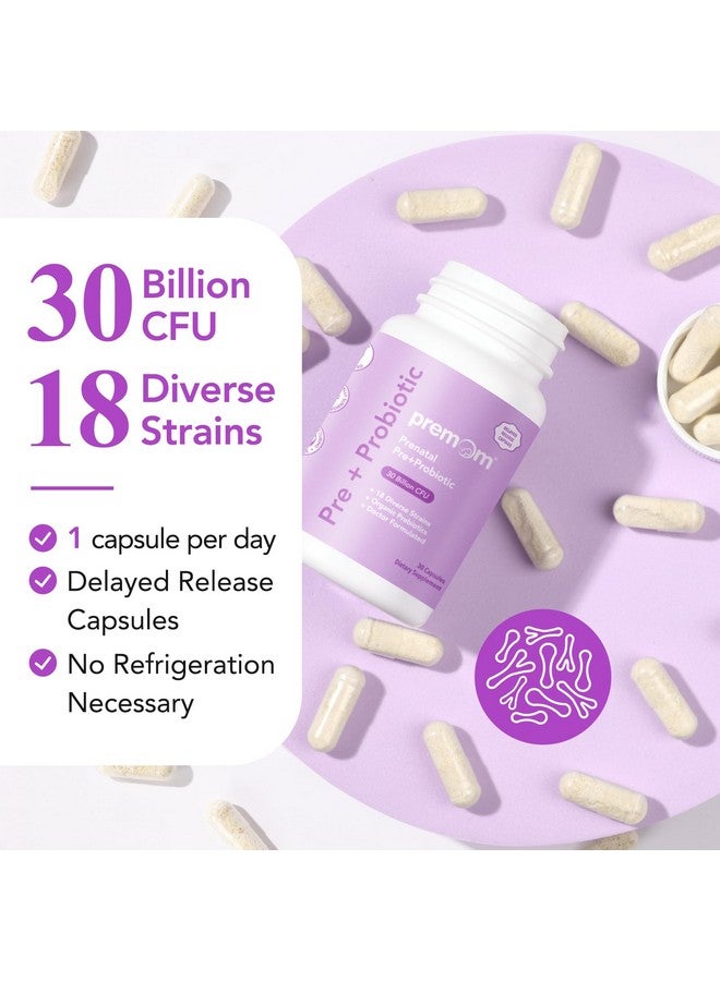 بريموم مكملات بريموم قبل الولادة والبروبيوتيك للنساء: بريبيوتيك عضوي، 30 مليار وحدة تشكيل مستعمرة، 18 سلالة متنوعة - تدعم صحة الجهاز الهضمي والأمعاء والمناعة للأم والطفل - كبسولات يومية - Image 3