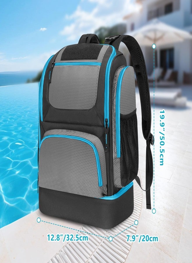 GOBUROS Swim Bag for Swimmers with Shoe Compartment, Swim Backpack for Men and Women, Swimming Bag with Multiple Pockets for Swim Gear Organization, Gray - Image 5