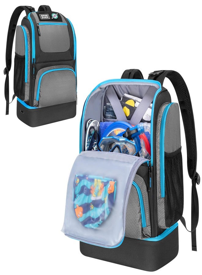 GOBUROS Swim Bag for Swimmers with Shoe Compartment, Swim Backpack for Men and Women, Swimming Bag with Multiple Pockets for Swim Gear Organization, Gray - Image 1