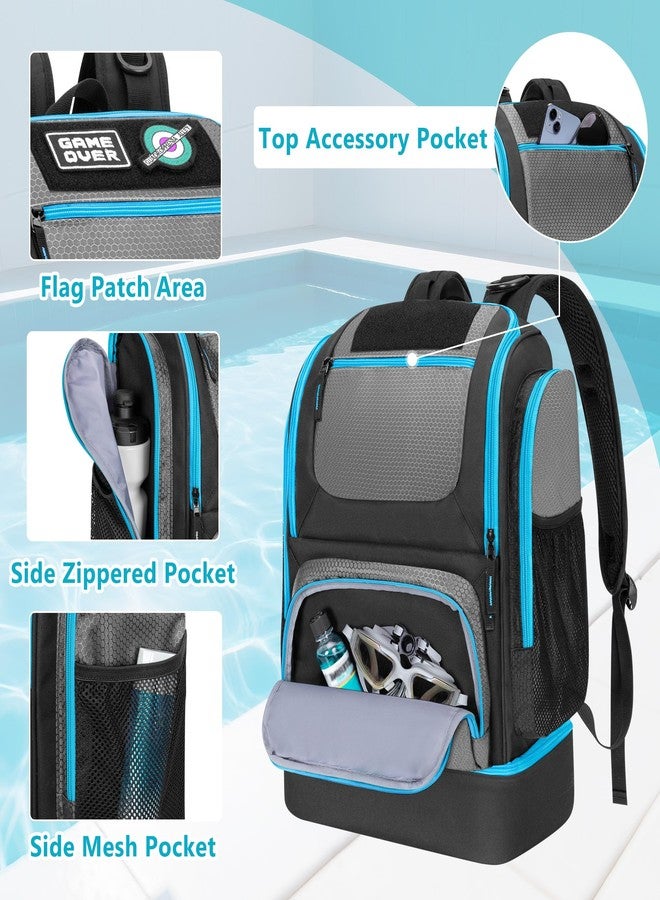 GOBUROS Swim Bag for Swimmers with Shoe Compartment, Swim Backpack for Men and Women, Swimming Bag with Multiple Pockets for Swim Gear Organization, Gray - Image 3
