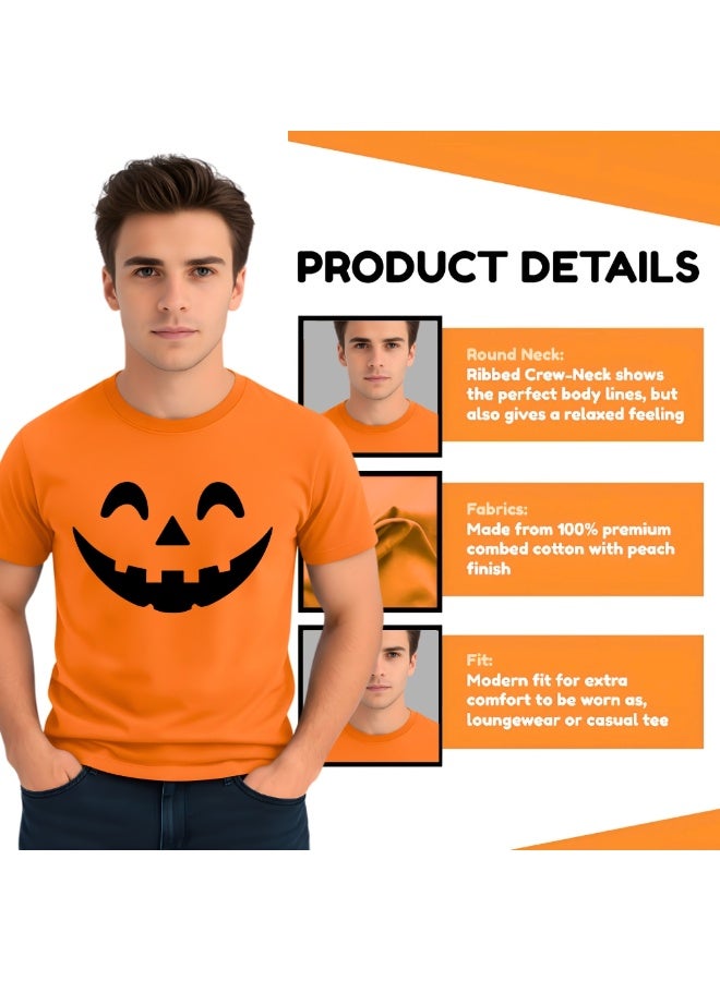 PRINTSHOP4ME Adults Halloween Orange T-Shirt – Unisex Round Neck Short Sleeve 100% Cotton Tee – Stylish & Breathable Casual Wear For Men And Women - Image 4