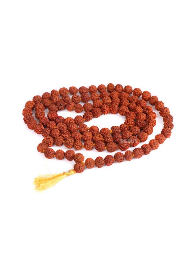 REBUY 5 Mukhi Rudraksha Mala, Certified & Original Five Mukhi Rudraksha Necklace, 108 Mala Beads, Knotted Mala, Handmade Mala, Yoga & Meditation Mala, Bead Size 7 mm For Unisex Adult - Image 1