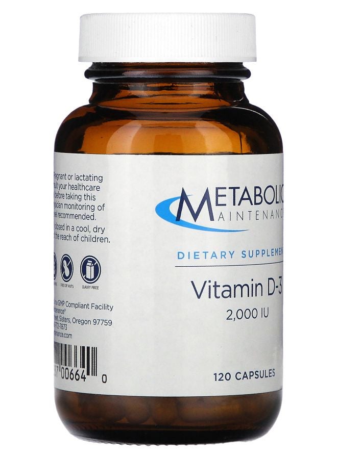 Metabolic Maintenance Vitamin D-3 2000 IU 120 Capsules - Image 2