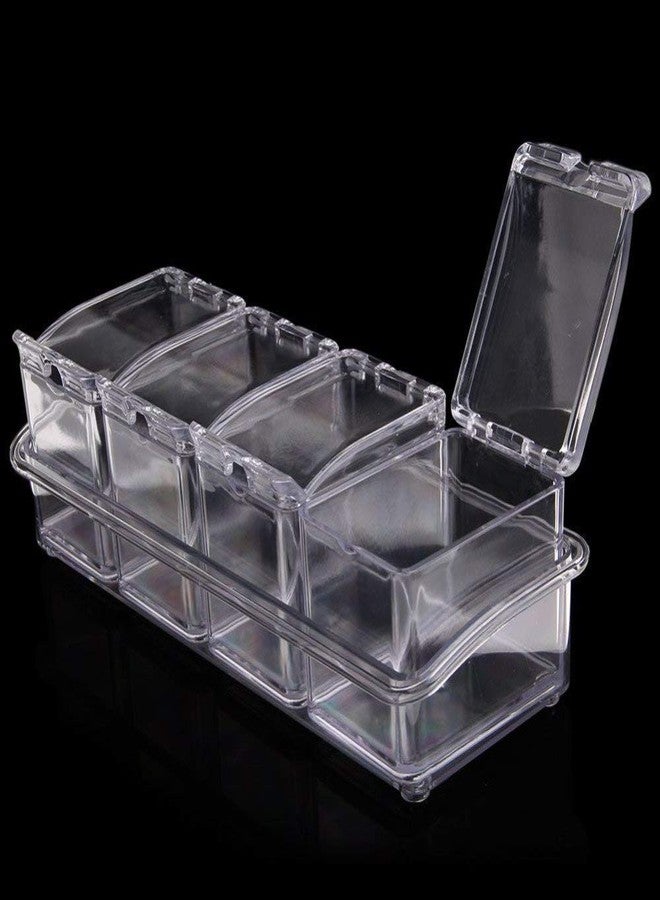 BOTIST Crystal Seasoning Acrylic Box Pepper Salt Spice Rack Plastic 4 Box with Spoons(Pack of 1) - Image 5