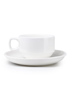 Cuisine Art Cuisine Art New Bone China Tea Cup & Saucer Set – 6 Cups (230ml) & 6 Saucers (15cm) – Elegant White Ceramic Teacup Set for Tea, Cappuccino, Latte – Microwave & Dishwasher Safe  - Image 2